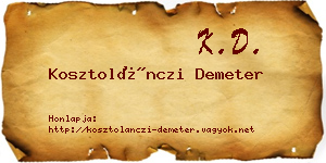 Kosztolánczi Demeter névjegykártya